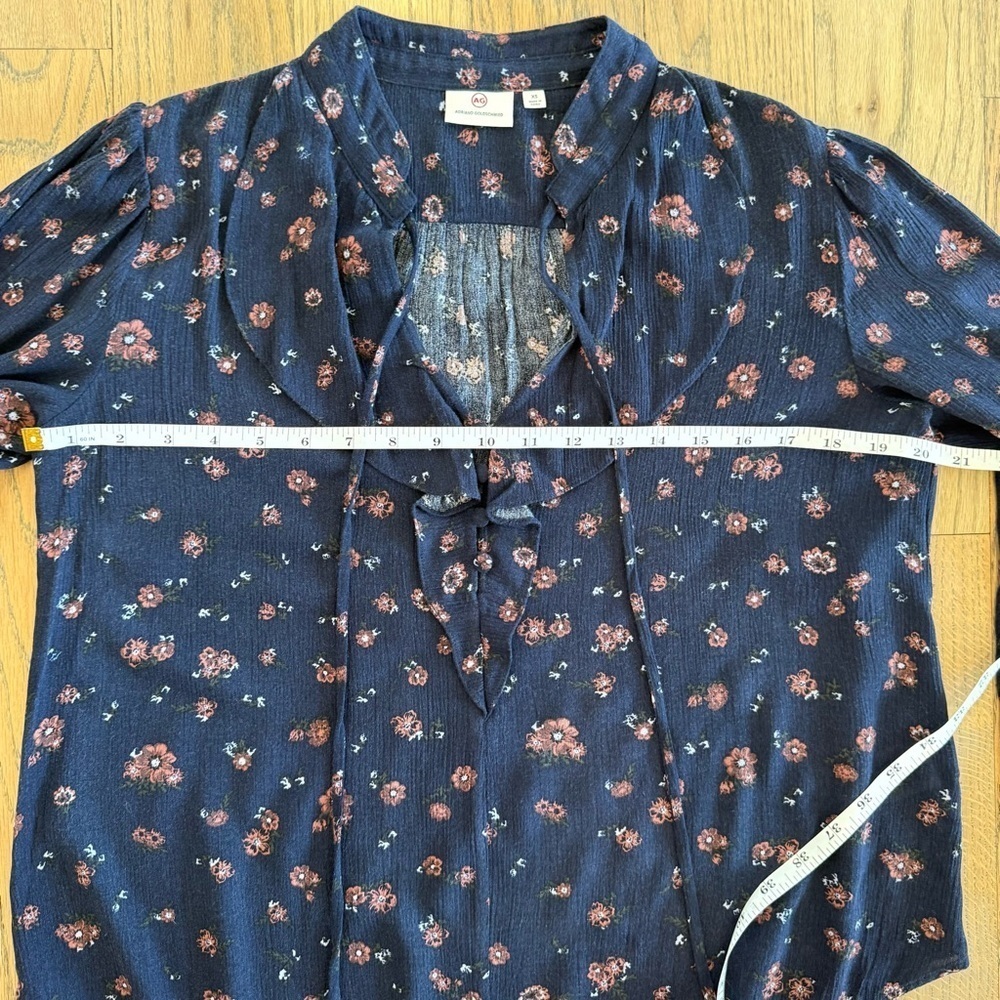 AG Adriano Goldschmied Women's Celeste Floral Navy Blouse Size X-Small - Picture 9 of 13